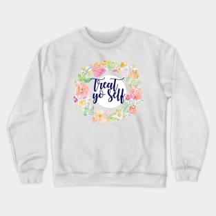 Navy Treat Yo Self Floral Wreath Crewneck Sweatshirt